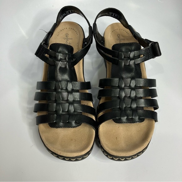 Collection by Clarks Lexi bridge sandals black leather women’s size 10 boho - Picture 3 of 8
